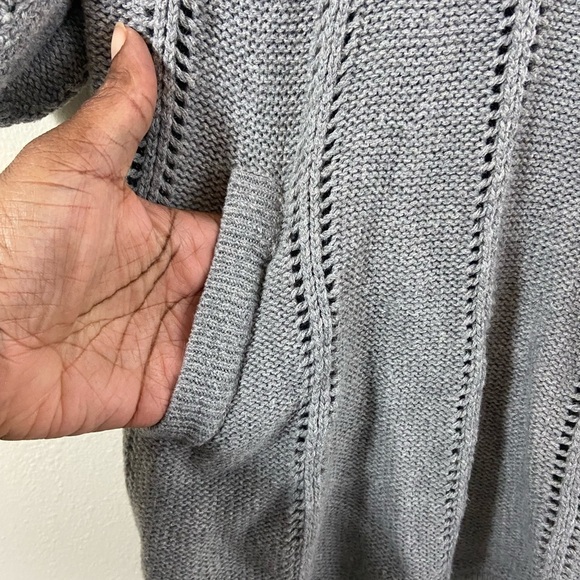 BCBGMaxazria Merino Wool Blend Cowlneck Open Knit Sweater Grey Womens Sz S - Picture 5 of 11